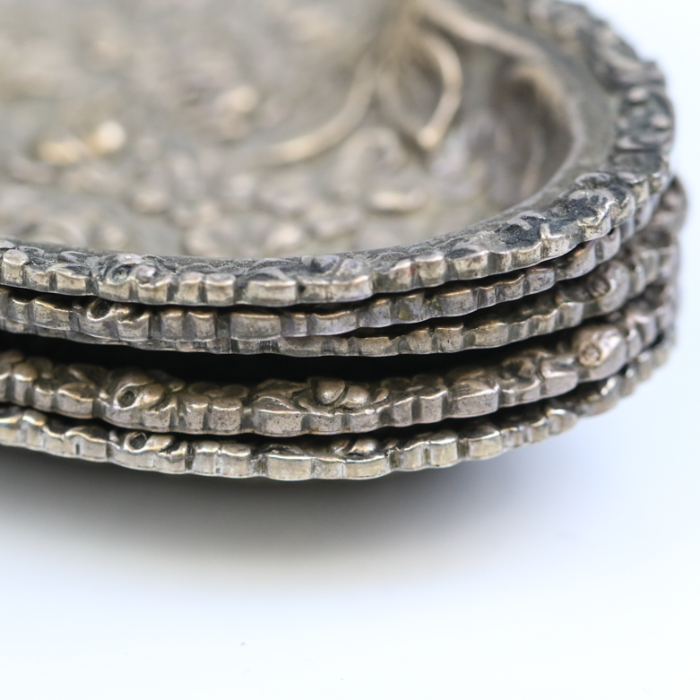 Set of Vintage Stieff Sterling Silver Repoussé Heart Trinket Dishes