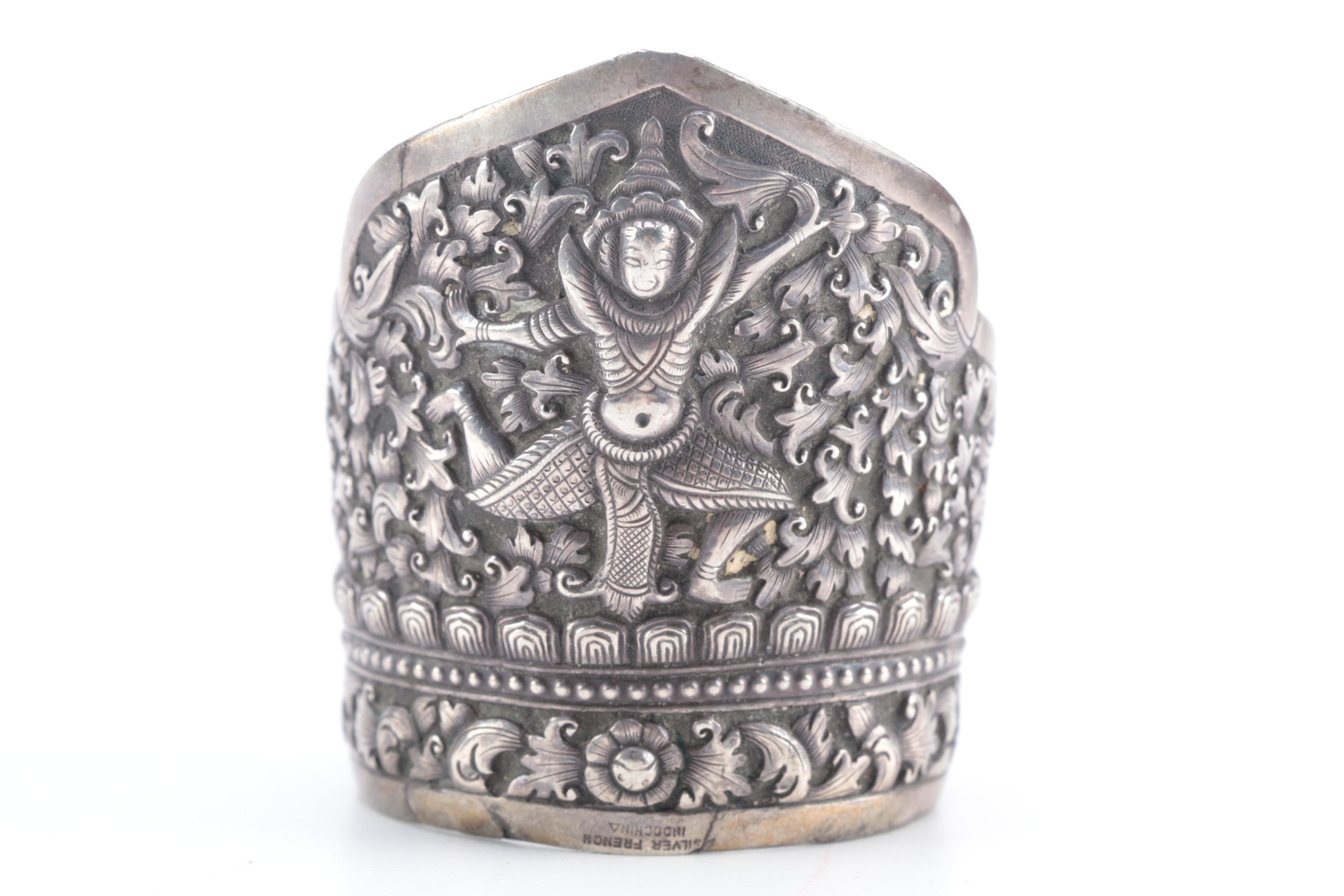 Vintage Silver French Indochina Cuff Bracelet