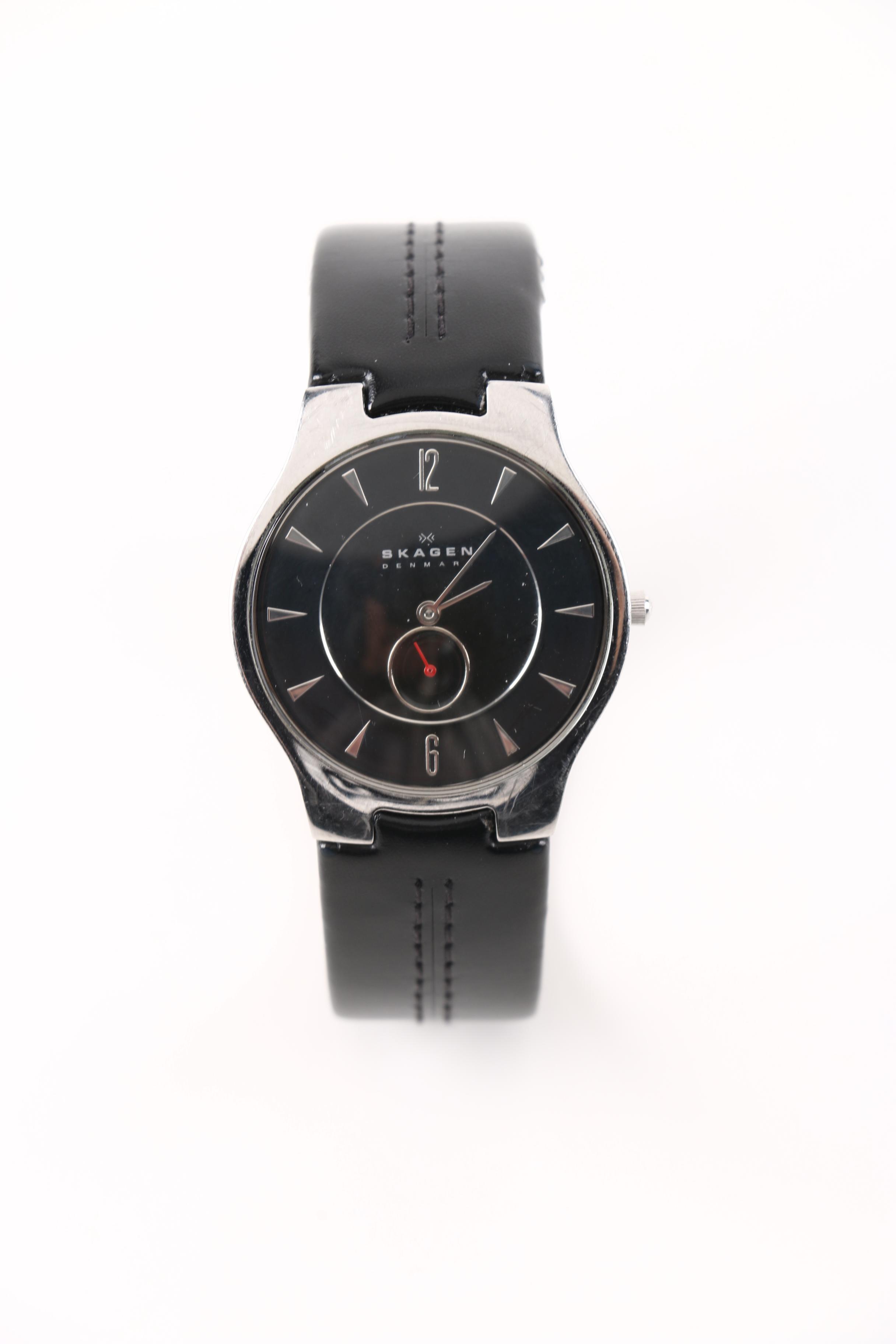 White Framed Wayfarer Sunglasses and Two Skagen Watches