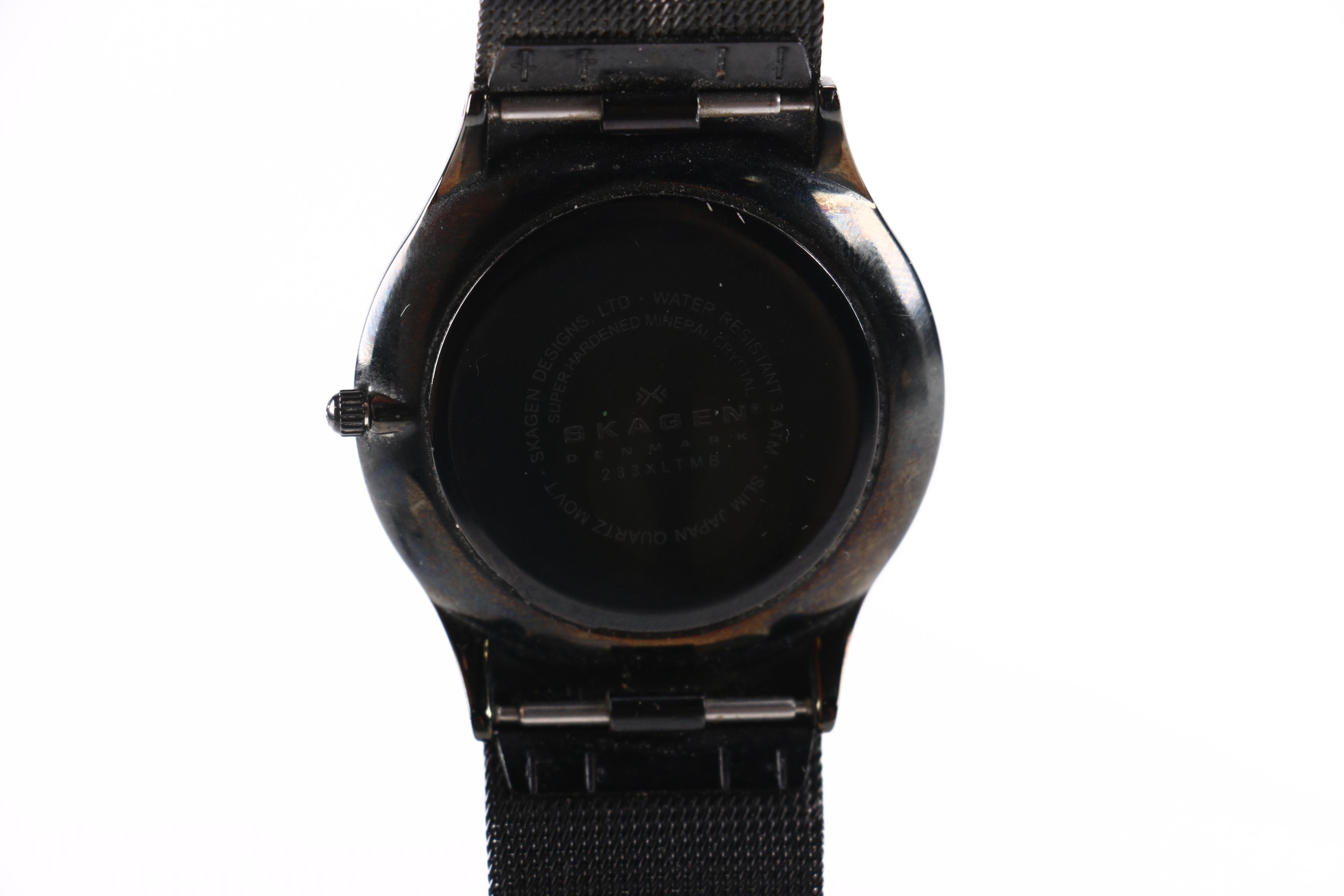 White Framed Wayfarer Sunglasses and Two Skagen Watches