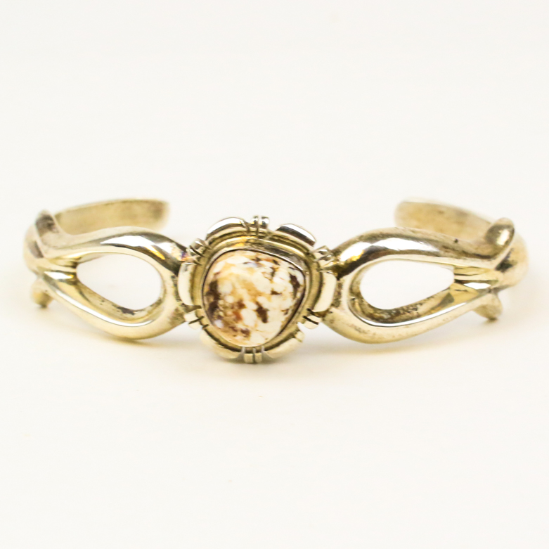 Francis L. Begay Navajo Sterling Silver and Chalcedony Cuff