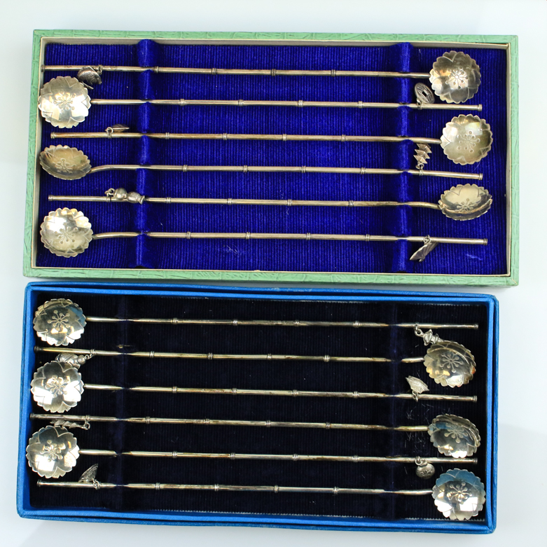 Vintage Sterling Silver Floral Iced Tea Spoons