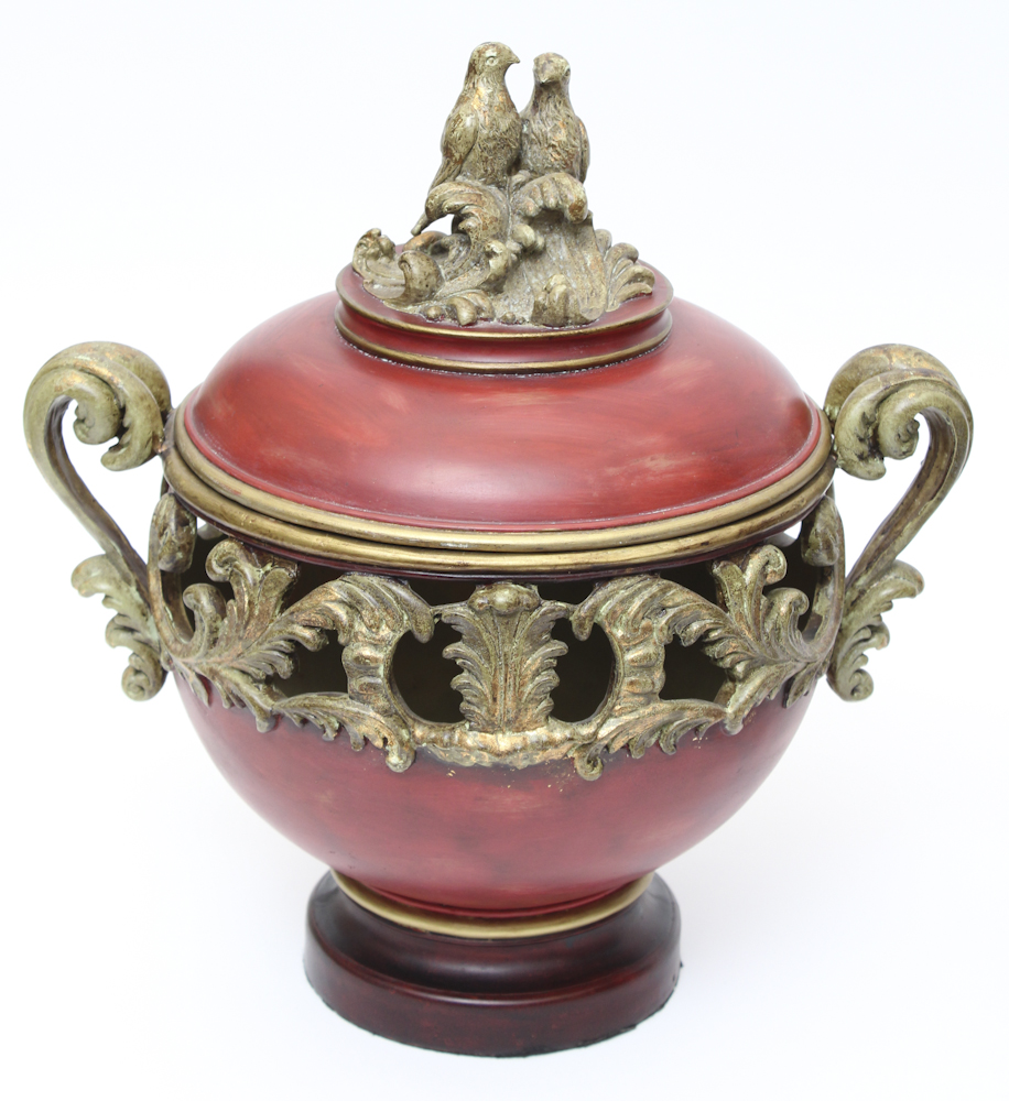 Pair of Decorative Red Urns
