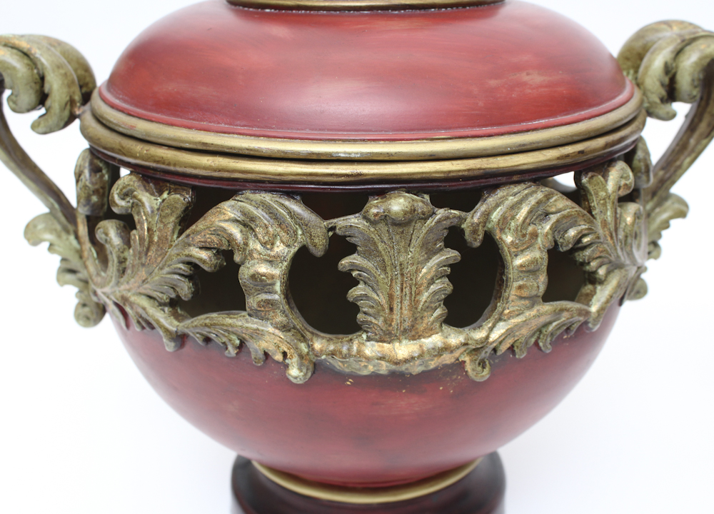 Pair of Decorative Red Urns