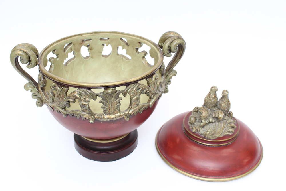 Pair of Decorative Red Urns
