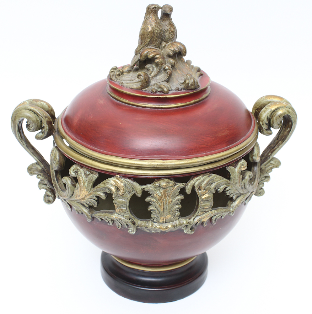 Pair of Decorative Red Urns