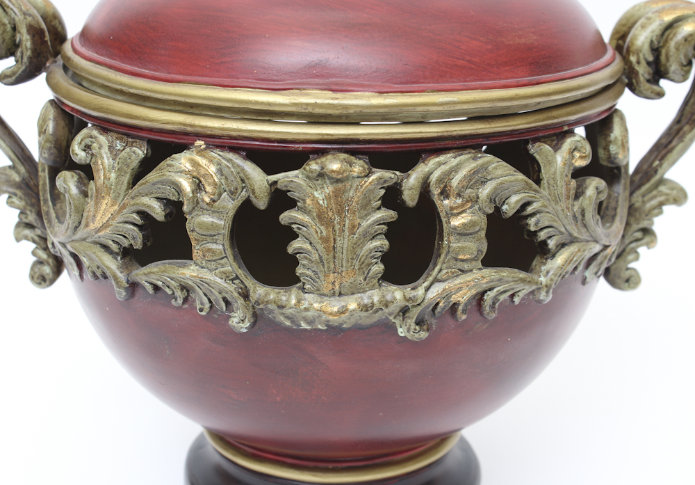 Pair of Decorative Red Urns