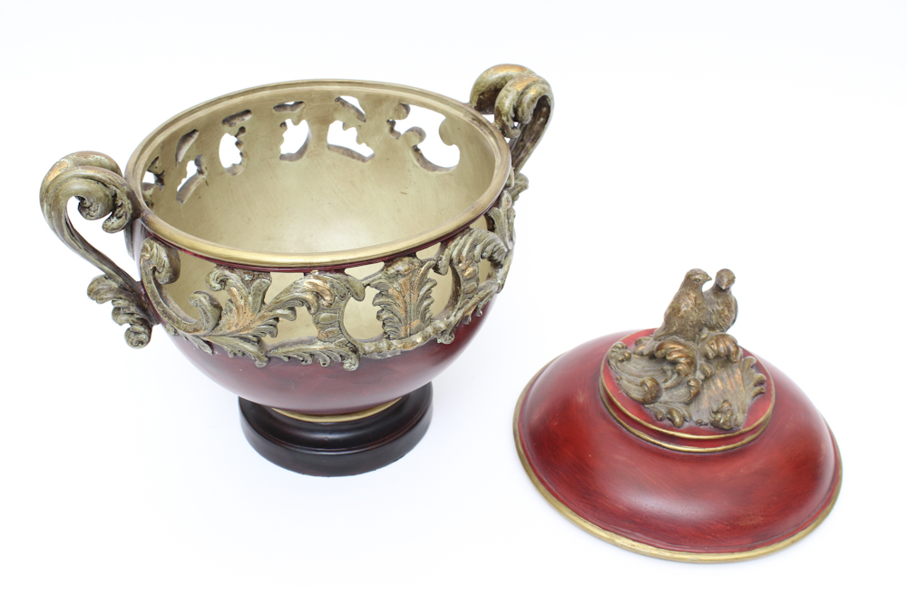 Pair of Decorative Red Urns