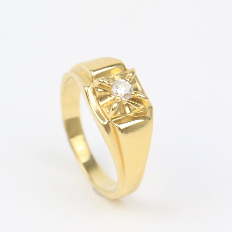 Men's 14K Yellow Gold and Diamond Ring