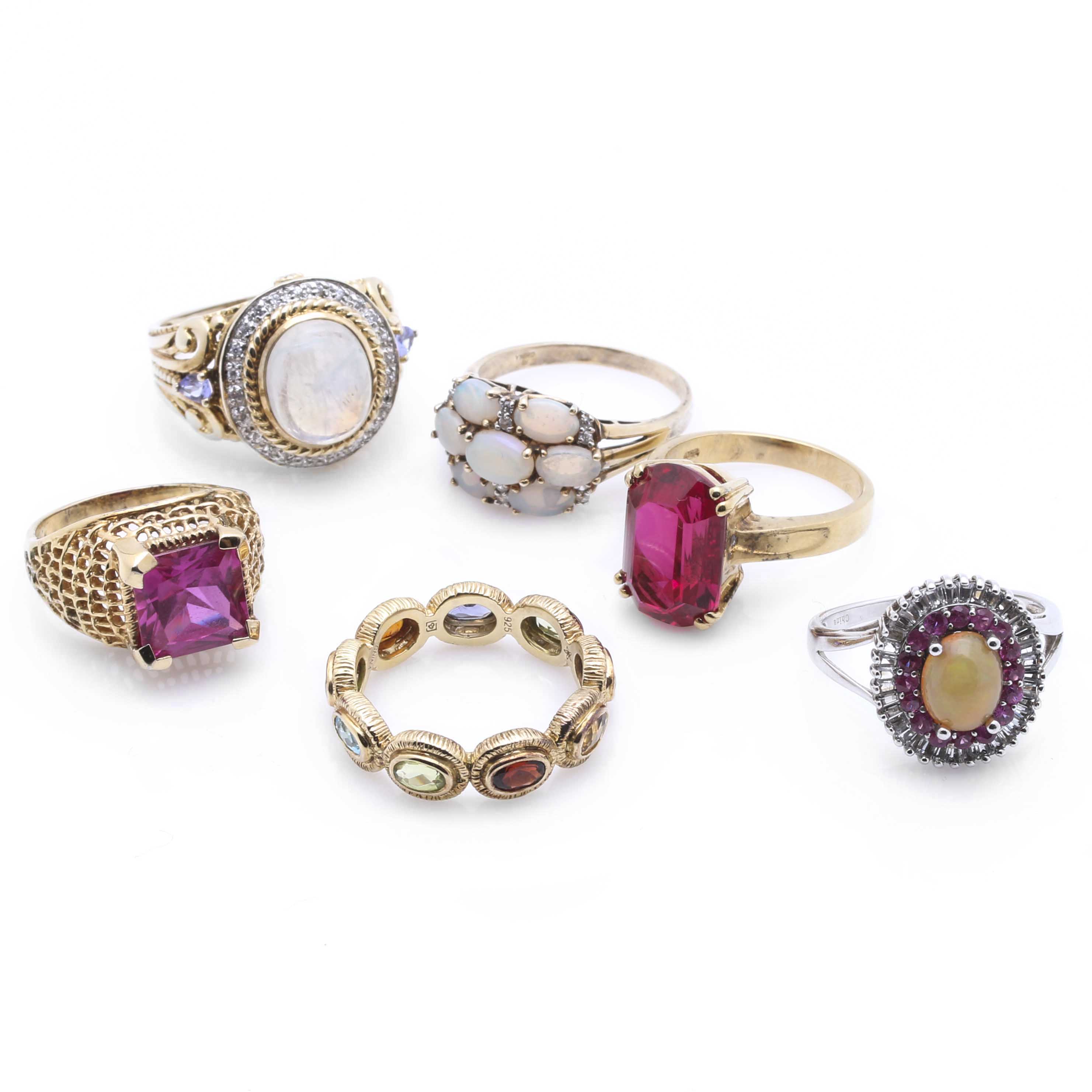 Collection of Sterling Silver Gemstone Rings