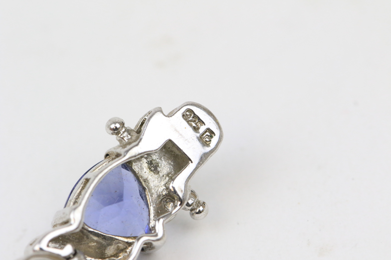 Sterling Silver, Diamond, and Blue Violet Glass Link Bracelet