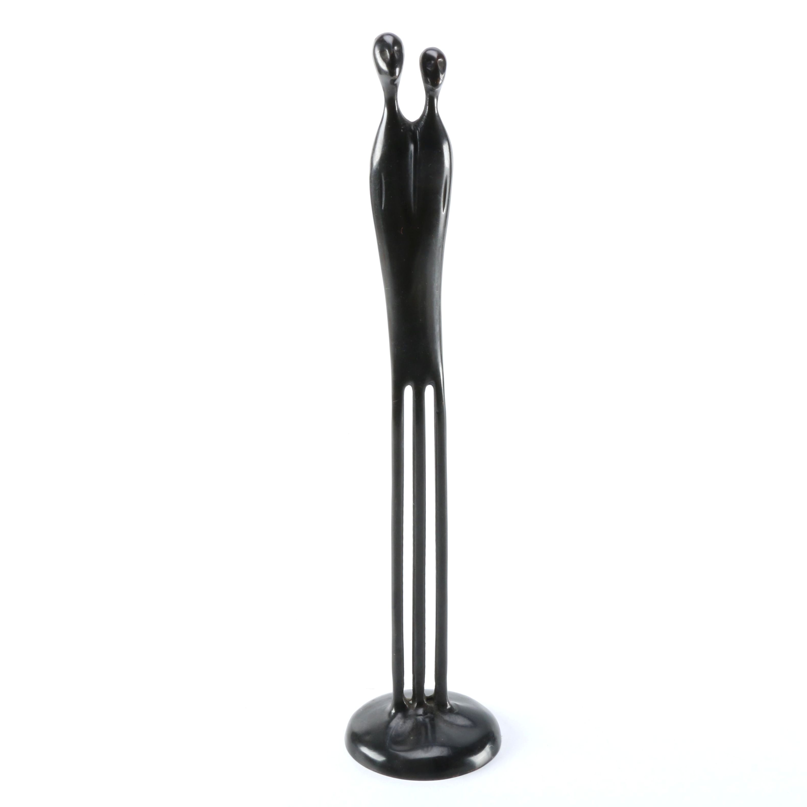 Mid Century Cast Metal Sculpture of Two People