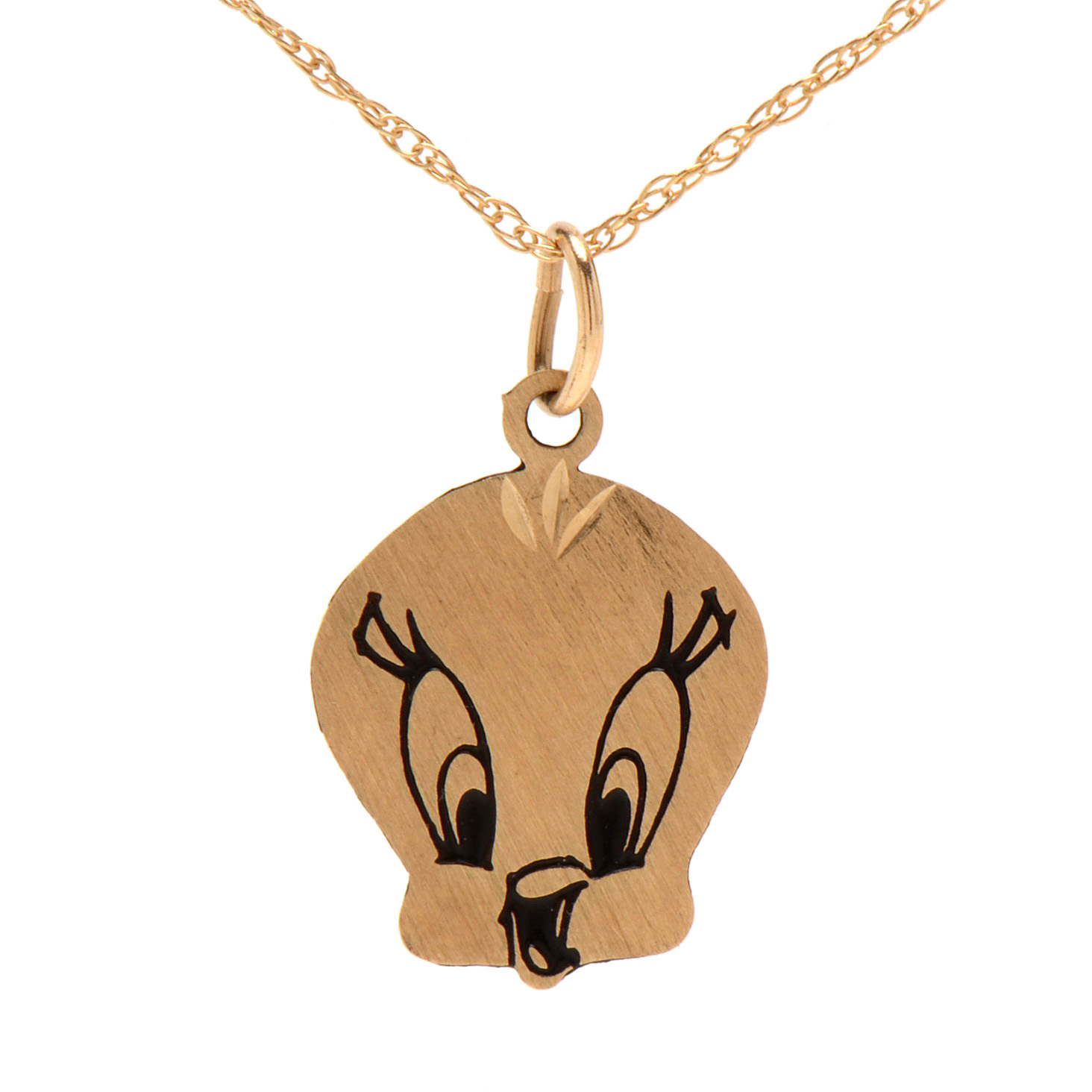 10K Yellow Gold Tweety Bird Pendant Necklace
