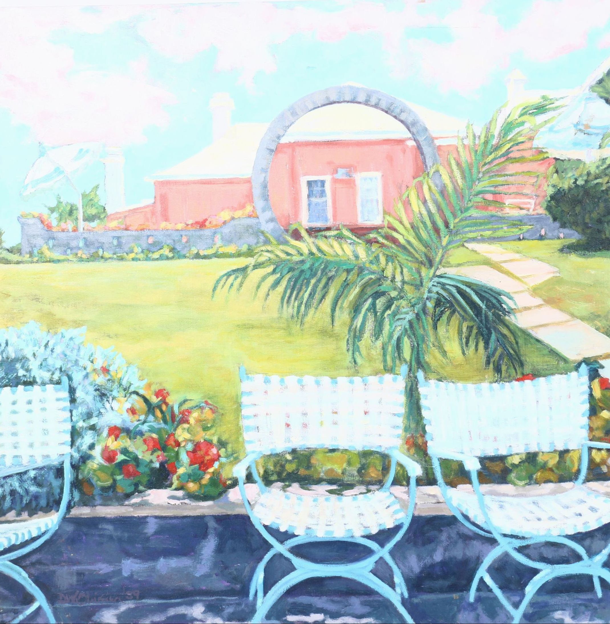 1989 Denyse Wilhelm Acrylic on Canvas "Hamilton, Bermuda"