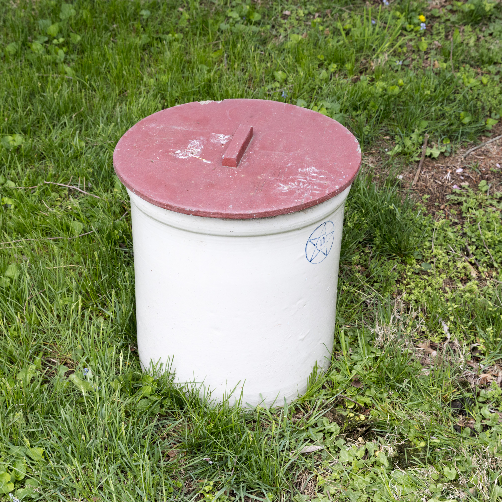 Vintage Lidded Stoneware Crock