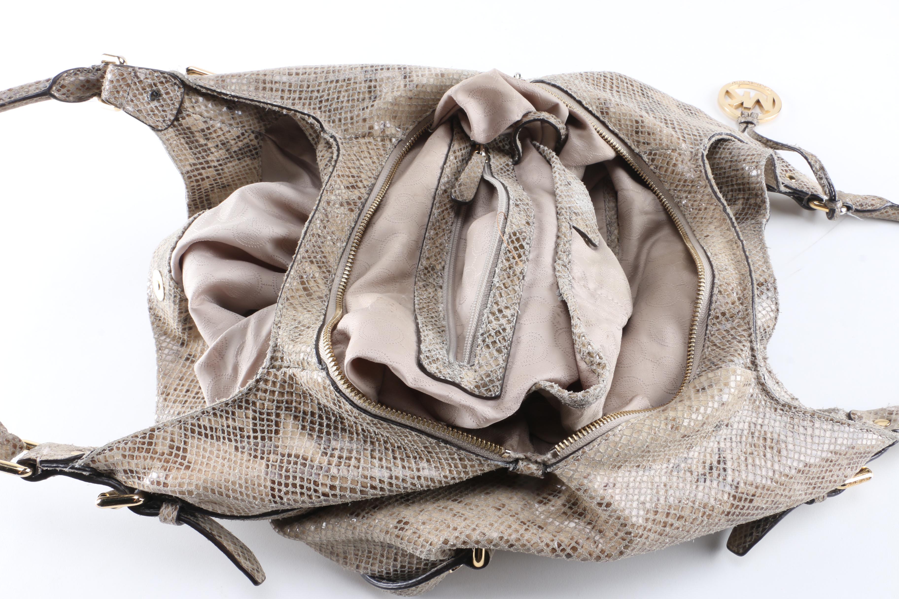 MICHAEL Michael Kors Embossed Snakeskin Satchel