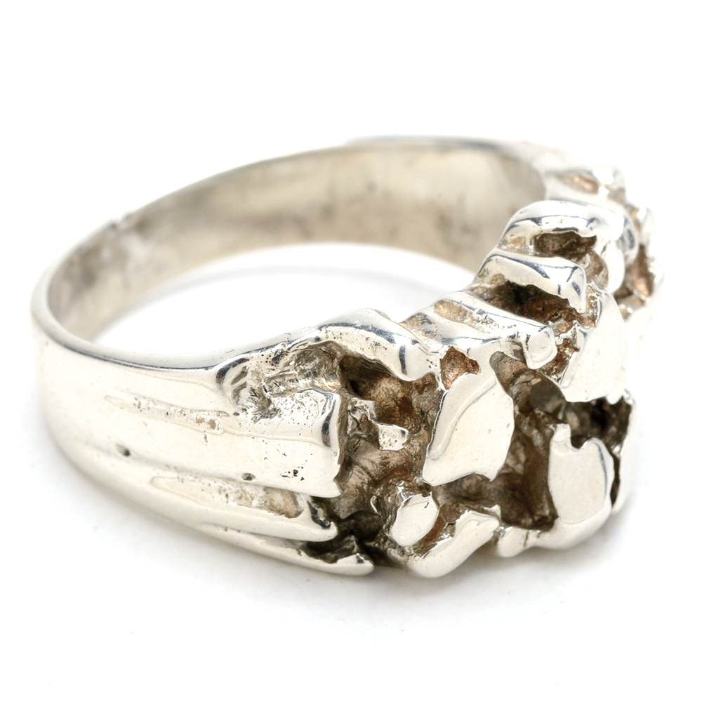 Sterling Silver Men's Nugget Ring