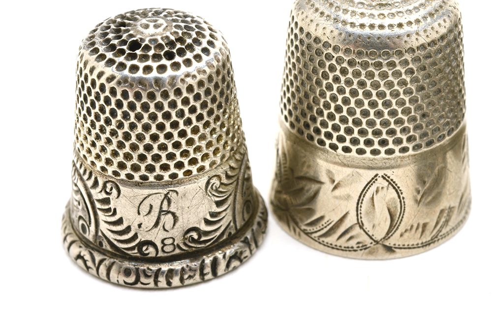 Nine Sterling Silver Antique and Vintage Sewing Thimbles
