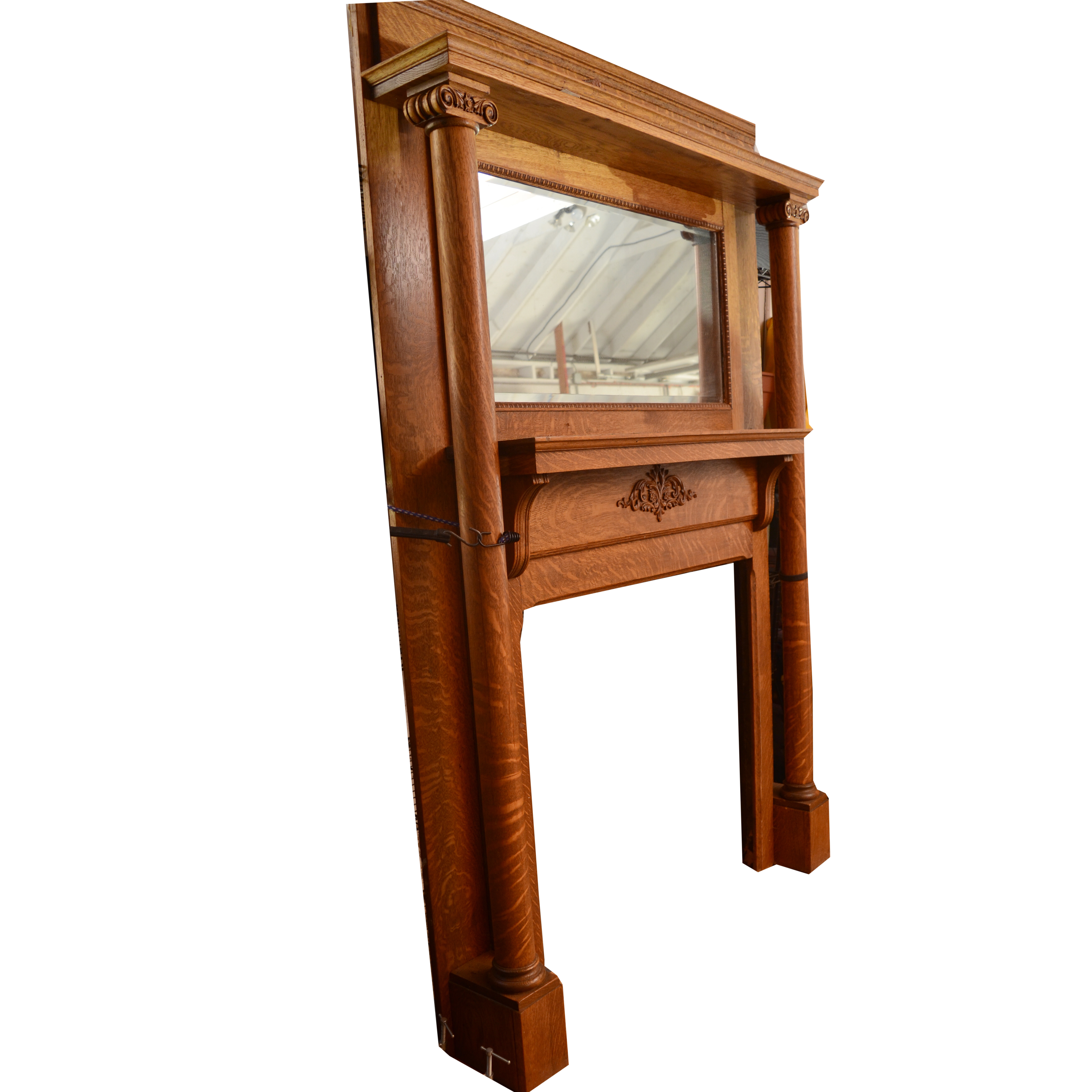 Antique Tiger Oak Mantel