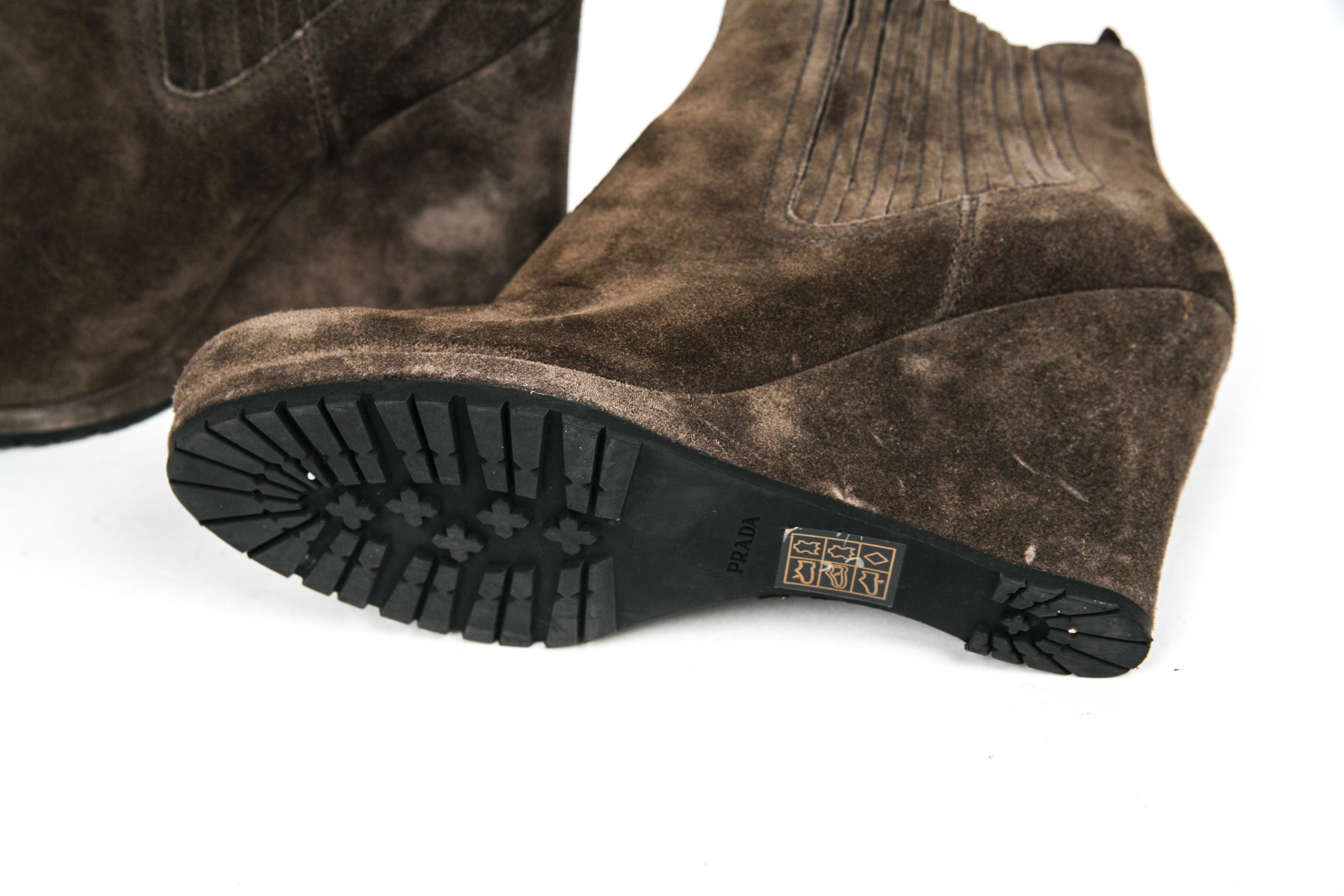 Prada Brown Suede Ankle Boots