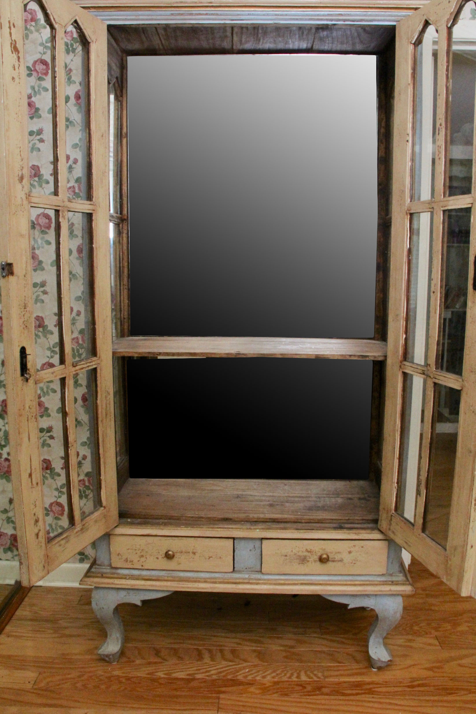 Antique Queen Anne Style China Cabinet