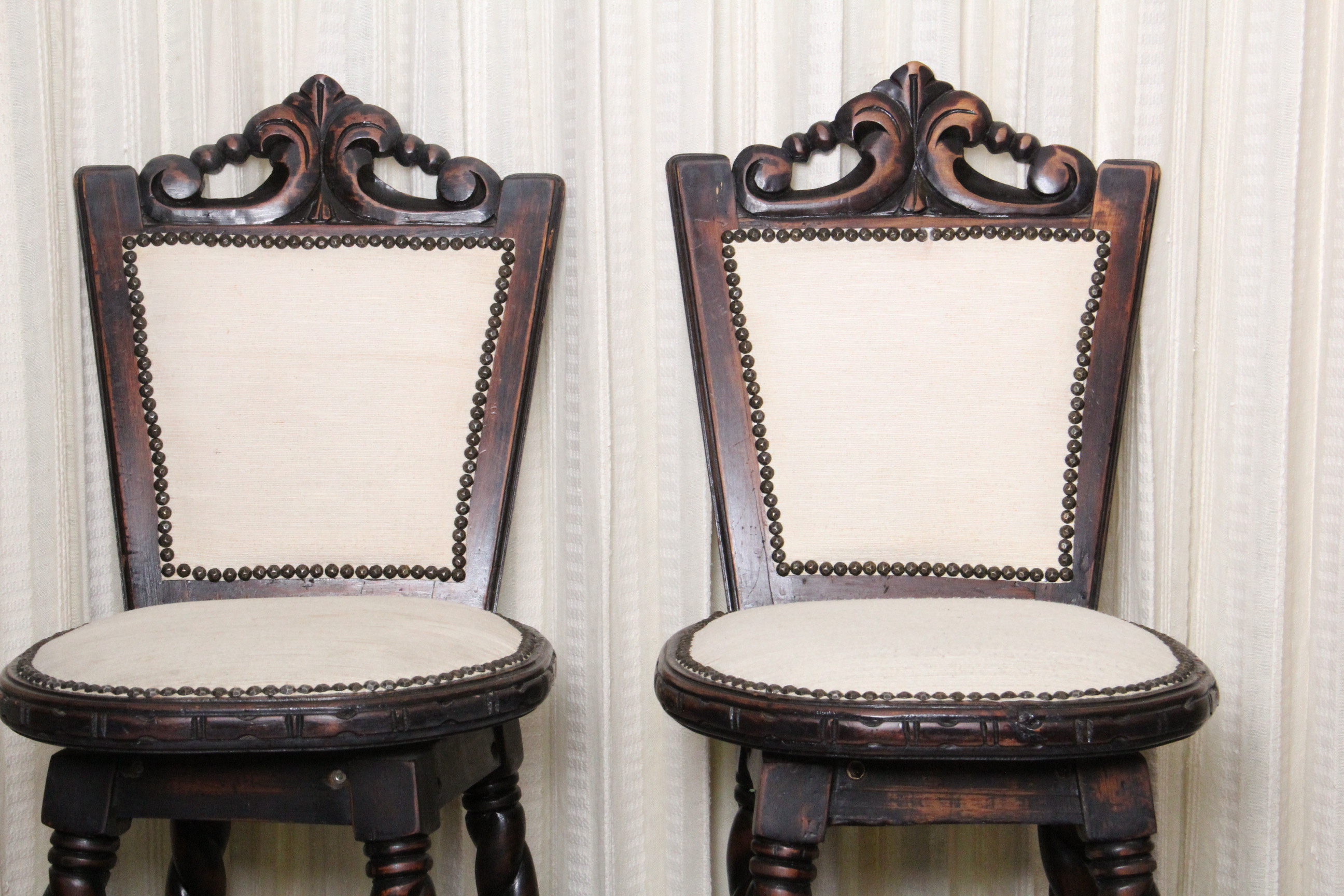 Spanish Mediterranean Bar Stools with Barley Twist Legs