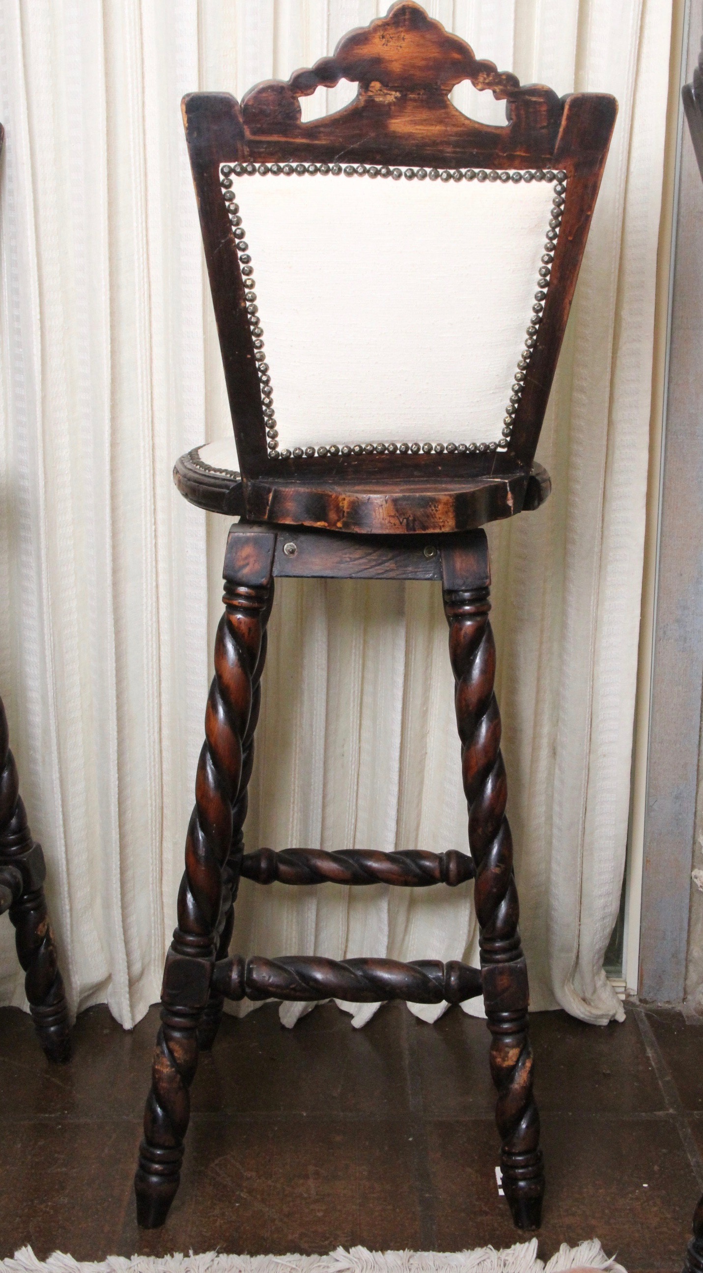 Spanish Mediterranean Bar Stools with Barley Twist Legs