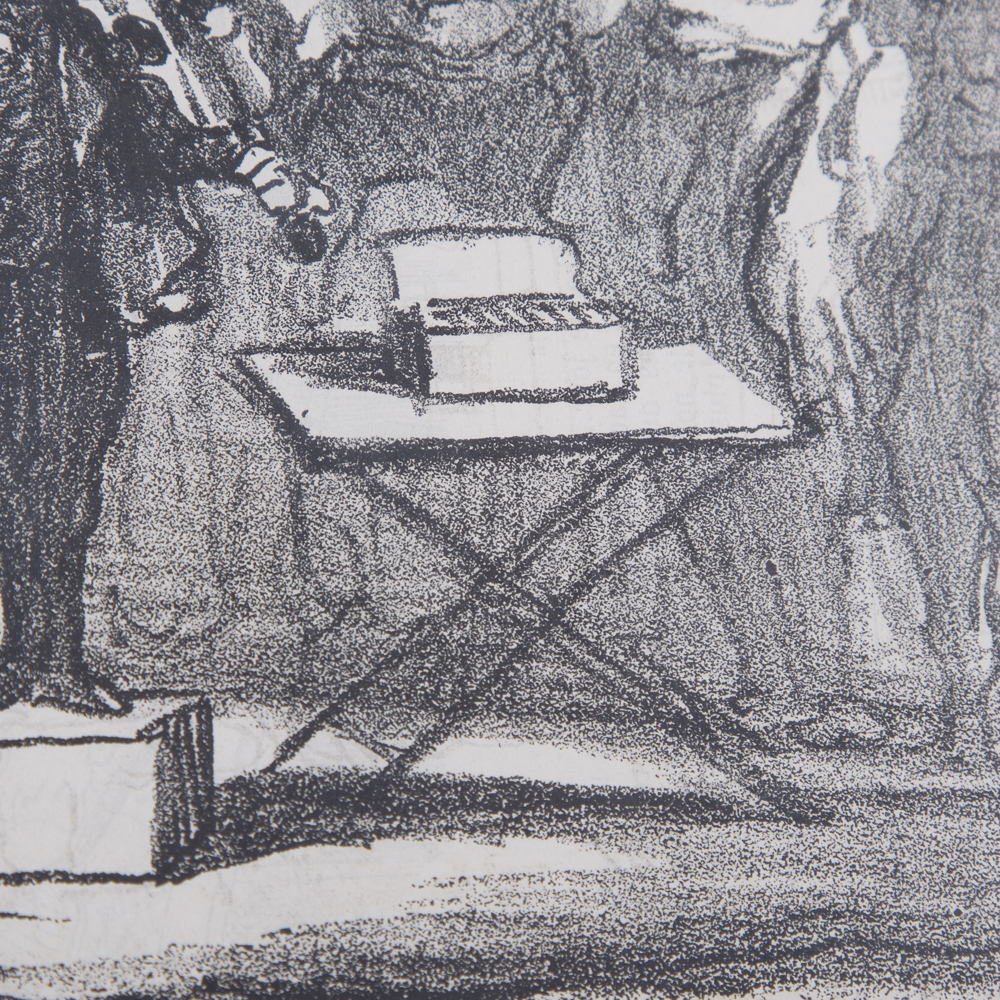 After H. Daumier Lithograph Titled "Le Marchand De Chansons"