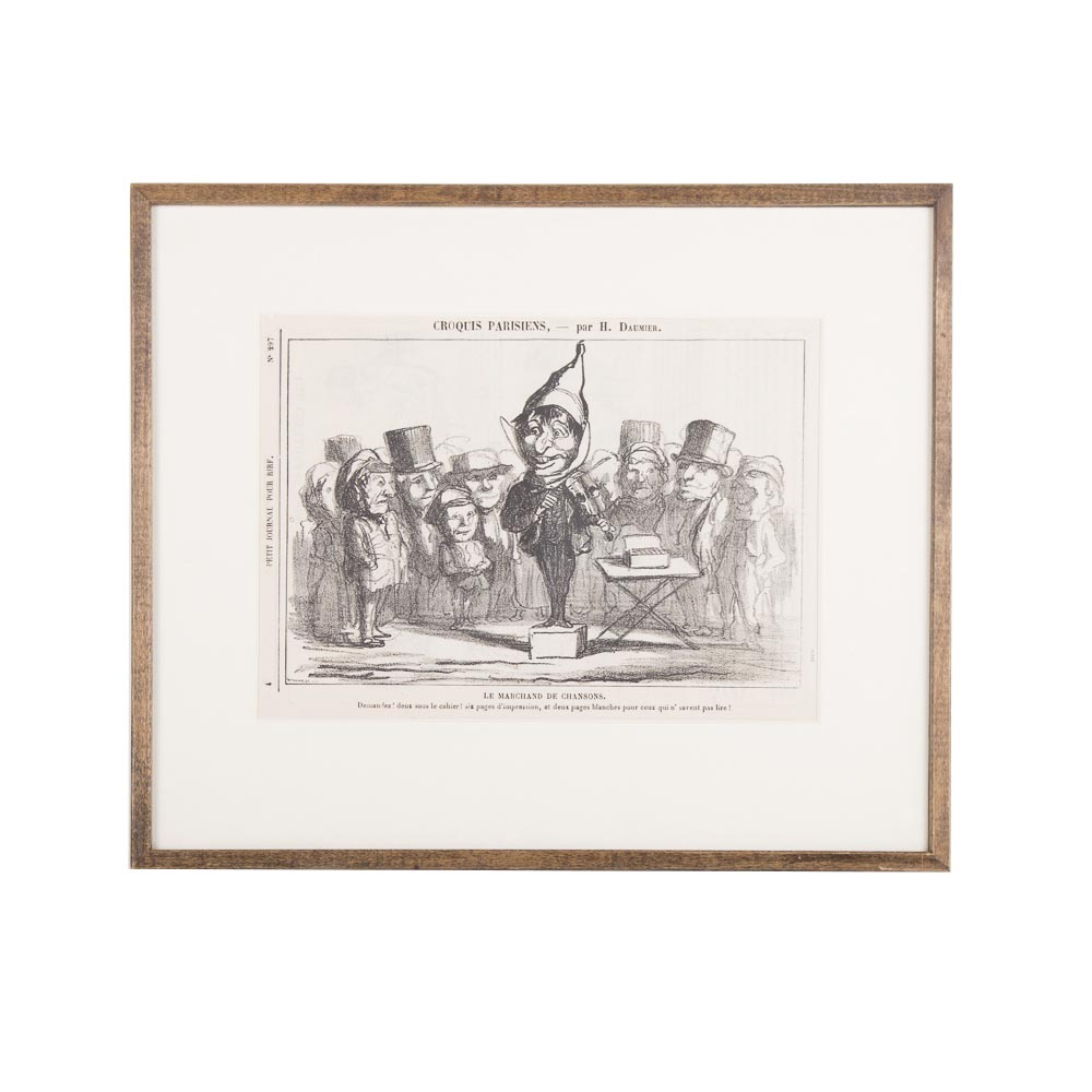 After H. Daumier Lithograph Titled "Le Marchand De Chansons"