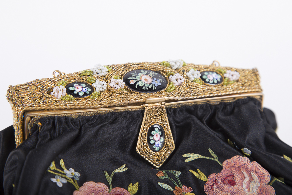 Vintage Sagil French Silk Evening Bag and Coin Purse With Handcrafted Details