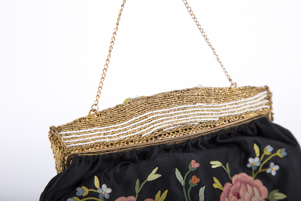 Vintage Sagil French Silk Evening Bag and Coin Purse With Handcrafted Details