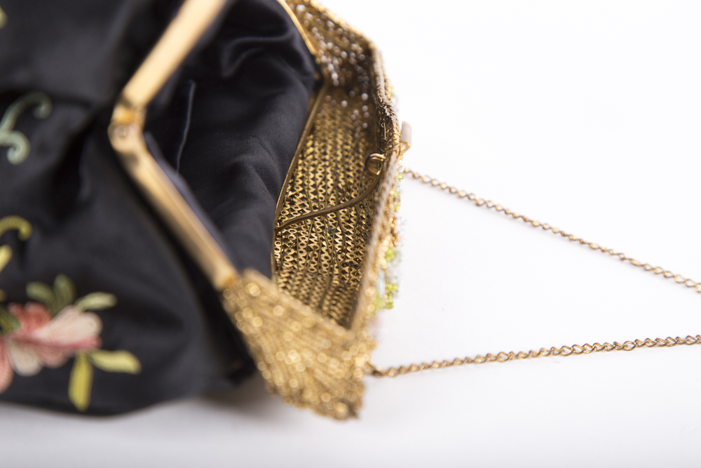 Vintage Sagil French Silk Evening Bag and Coin Purse With Handcrafted Details