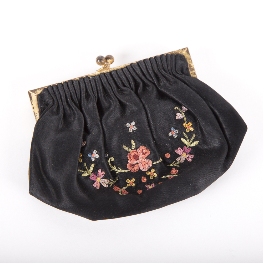 Vintage Sagil French Silk Evening Bag and Coin Purse With Handcrafted Details