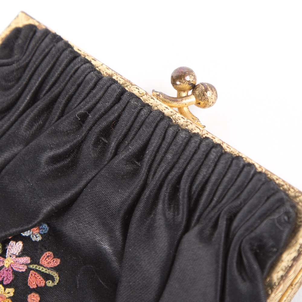 Vintage Sagil French Silk Evening Bag and Coin Purse With Handcrafted Details