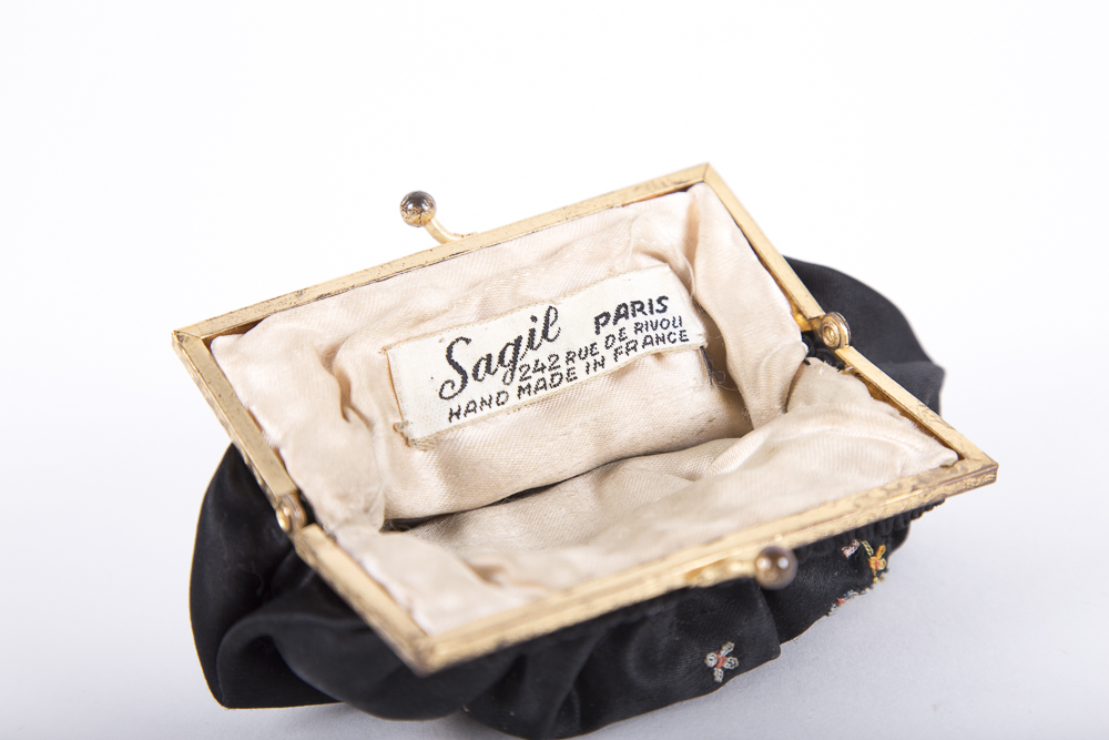 Vintage Sagil French Silk Evening Bag and Coin Purse With Handcrafted Details