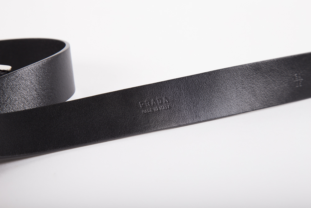 Men's Black Leather Prada Belt