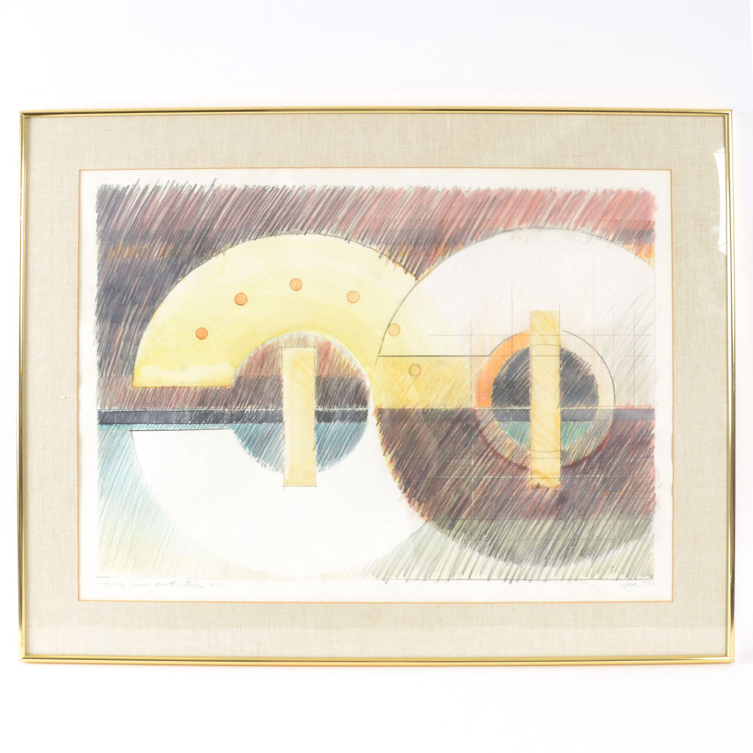 Ed Vega Mixed Media Art "Double Moon Construction #1"