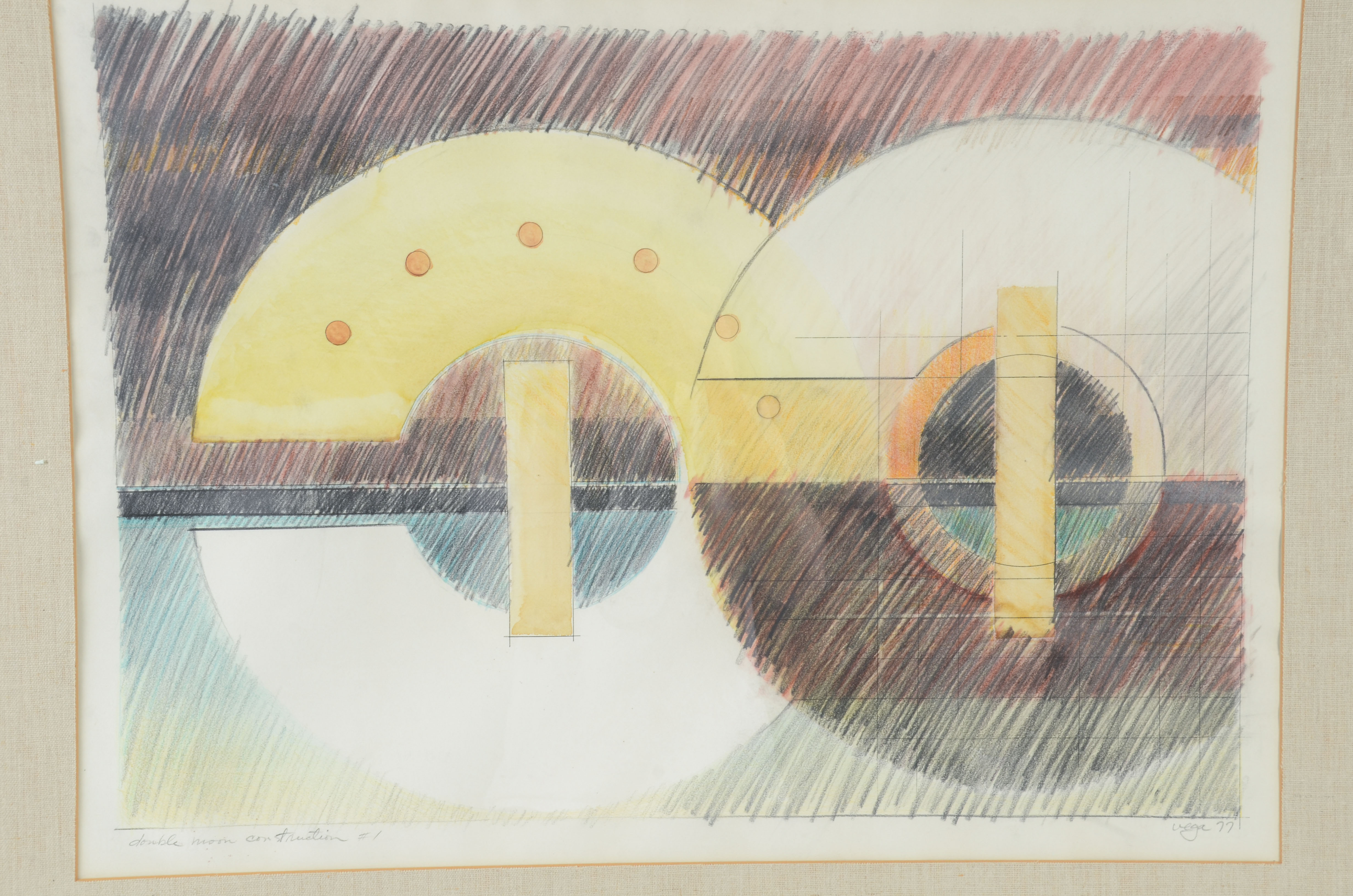 Ed Vega Mixed Media Art "Double Moon Construction #1"