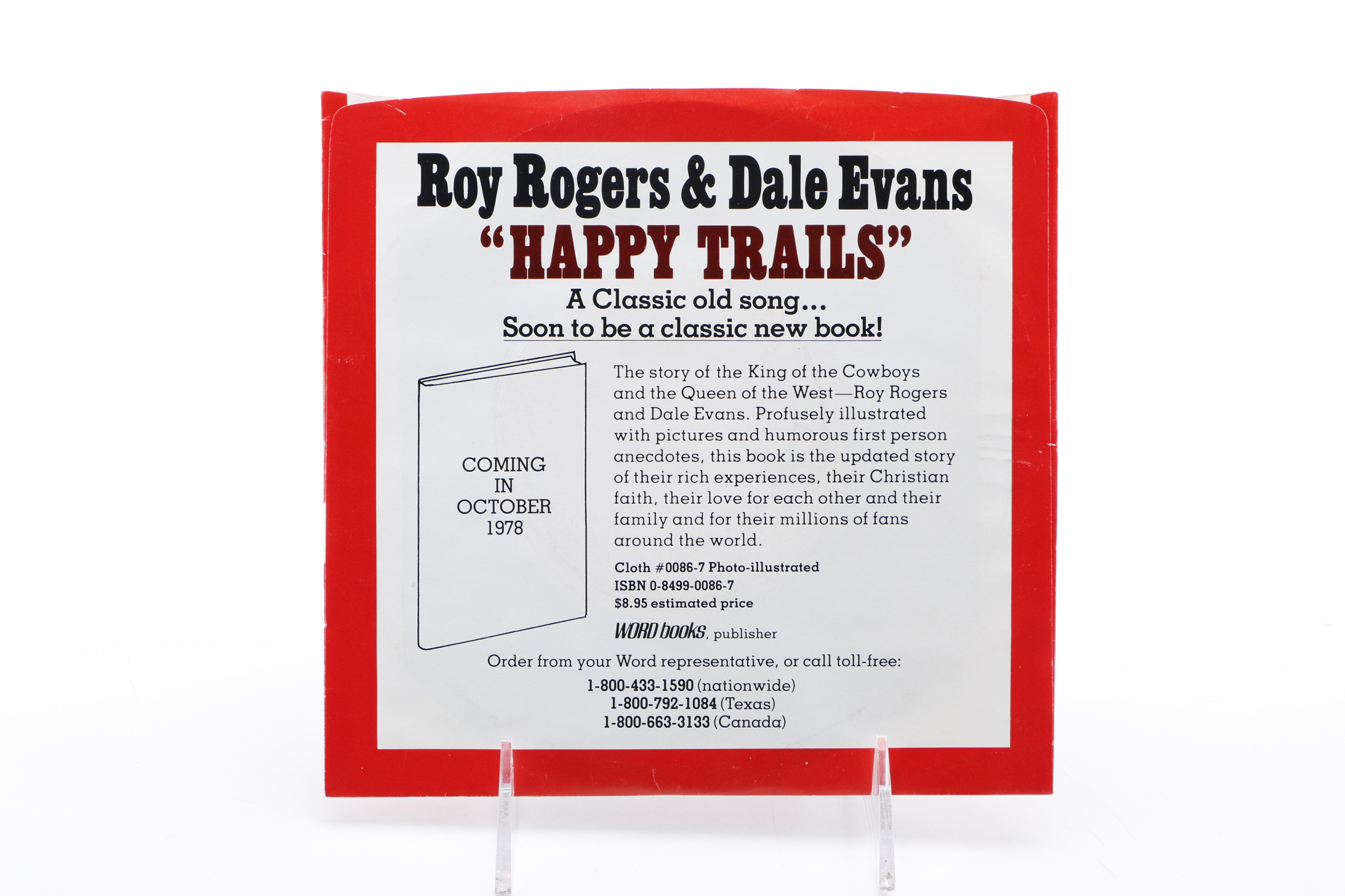 Roy Rogers, Dale Evans Autographed "Happy Trails" Record