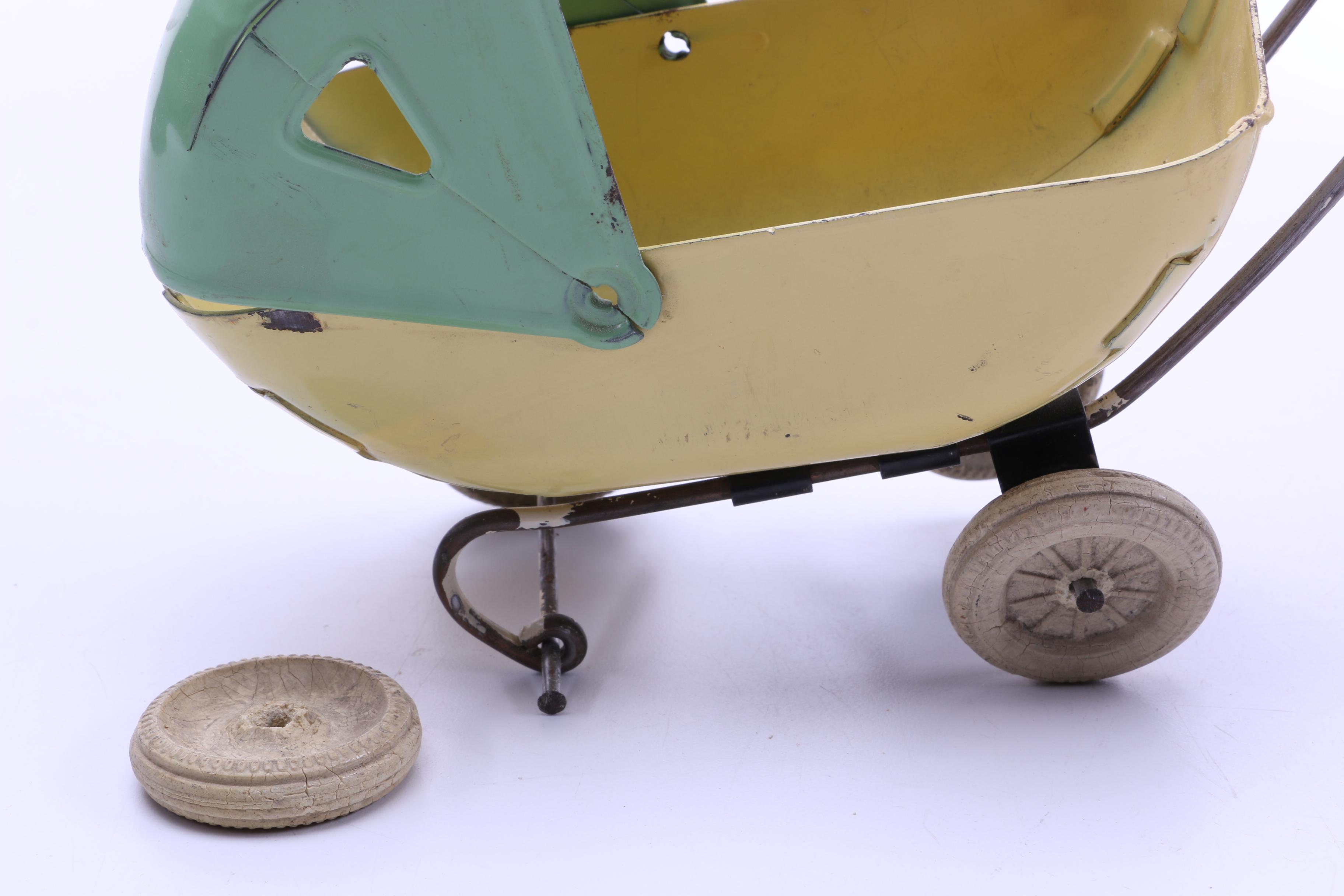 Assortment of Vintage Dolls and a Metal Stroller