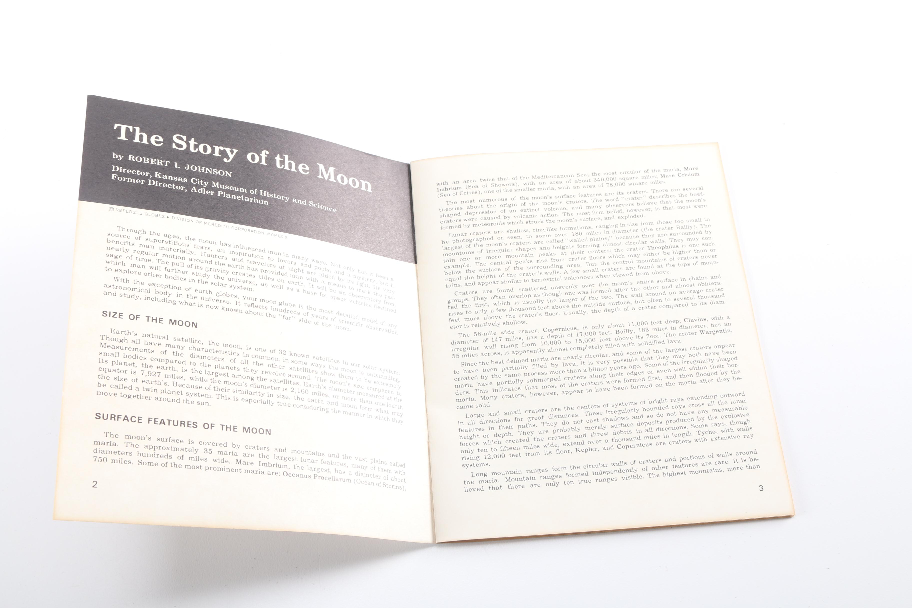 "The Moon" Globe With "The Story of the Moon" by Robert I. Johnson