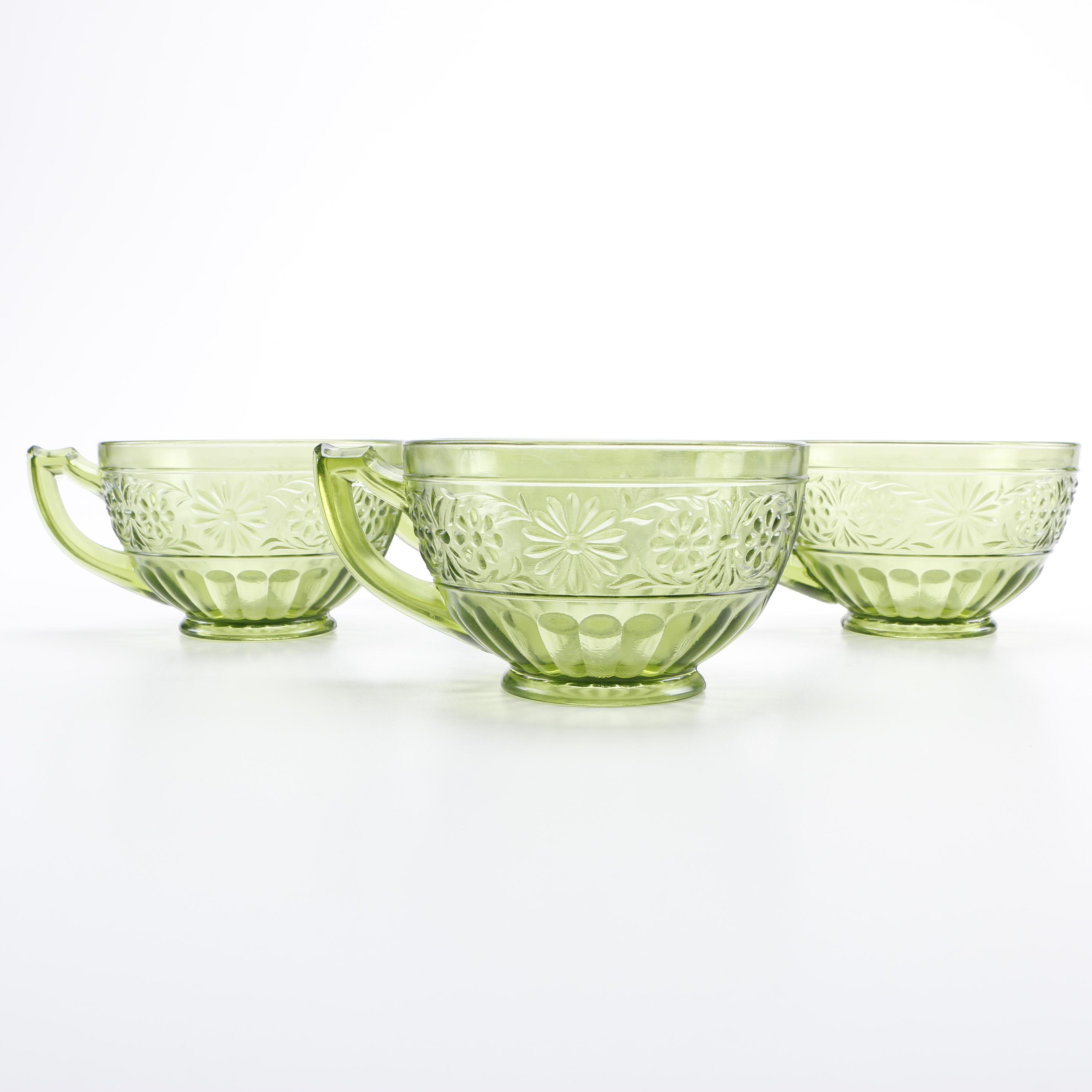 Green and Amber Glass Featuring Anchor Hocking