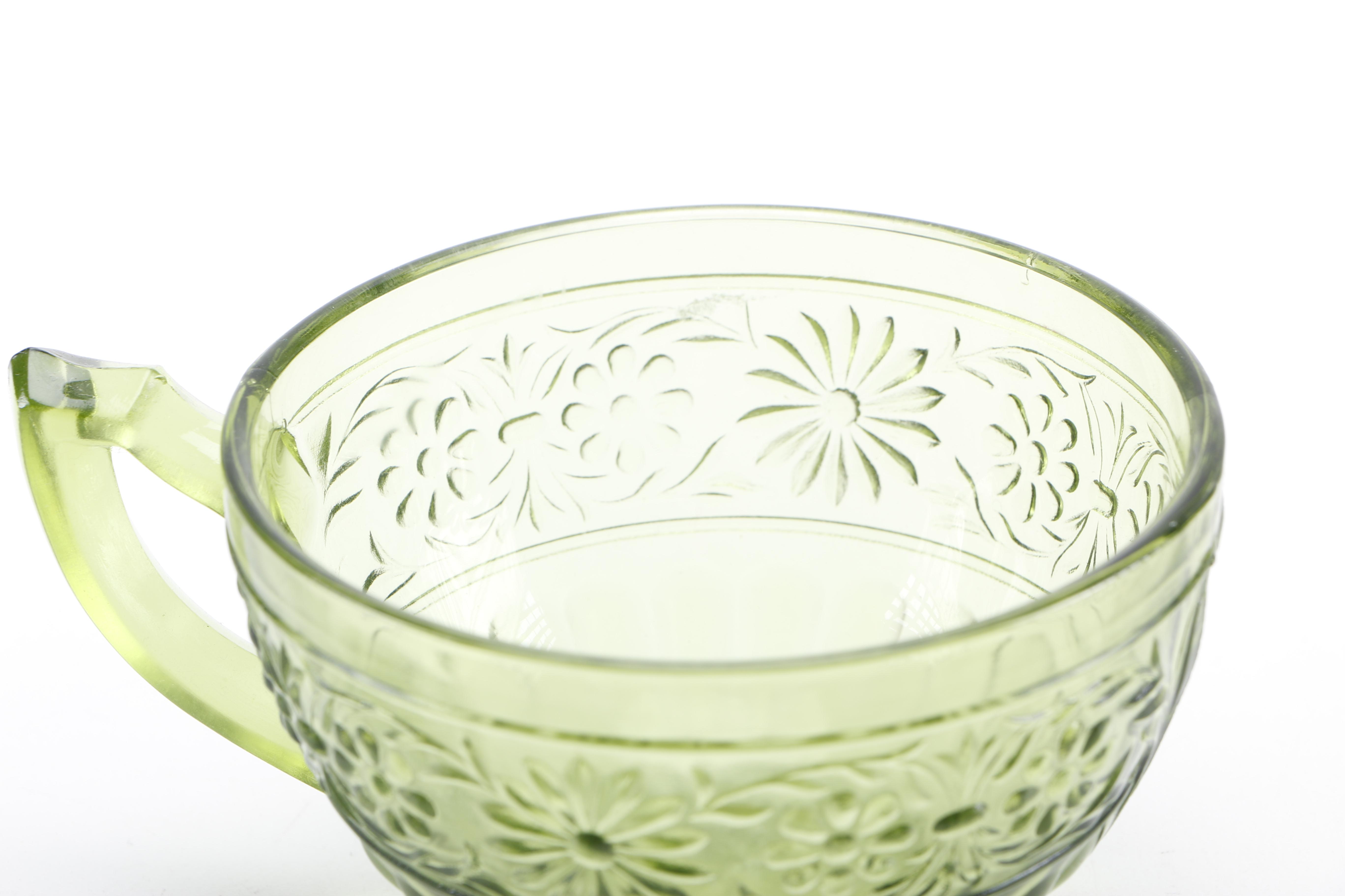 Green and Amber Glass Featuring Anchor Hocking