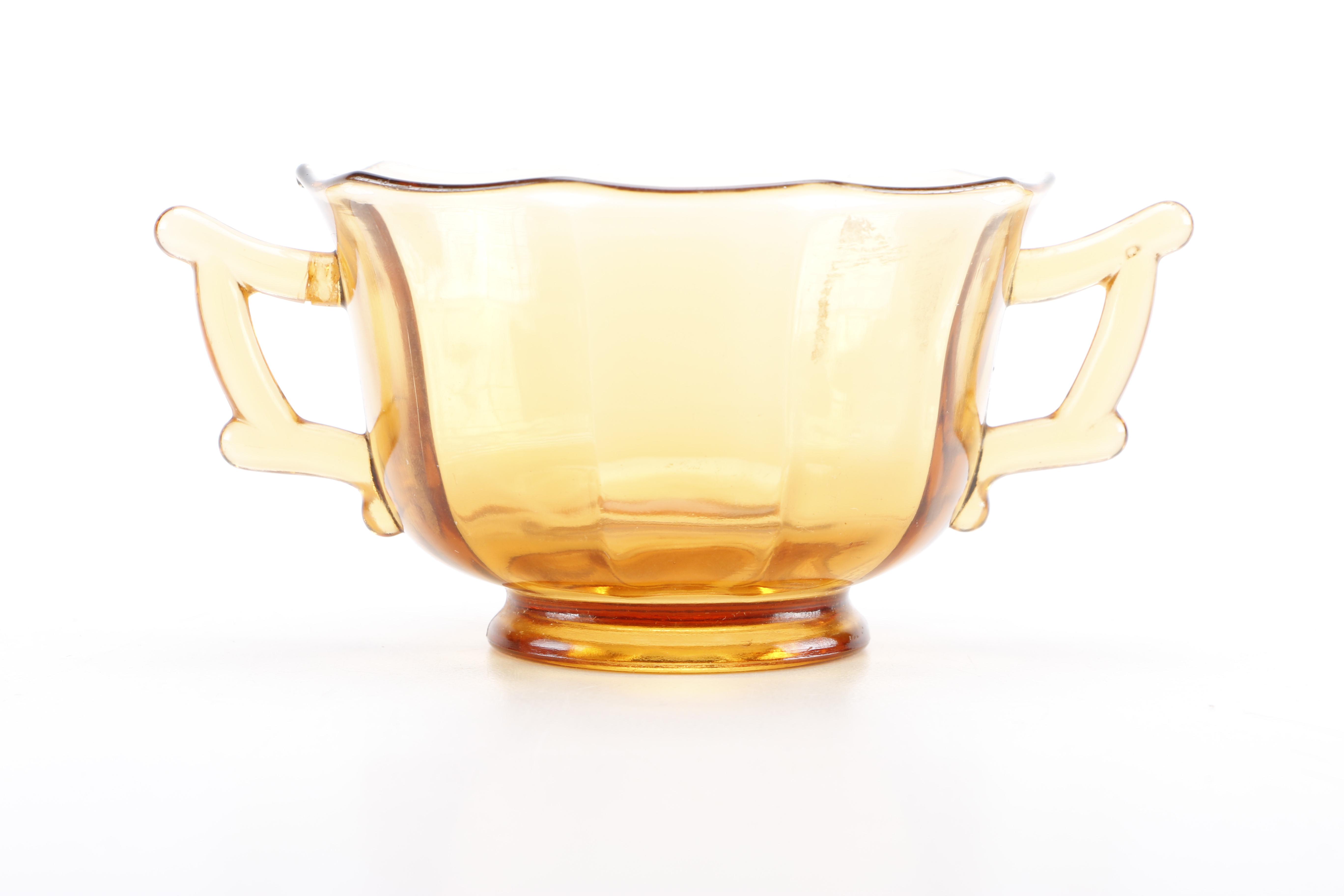 Green and Amber Glass Featuring Anchor Hocking