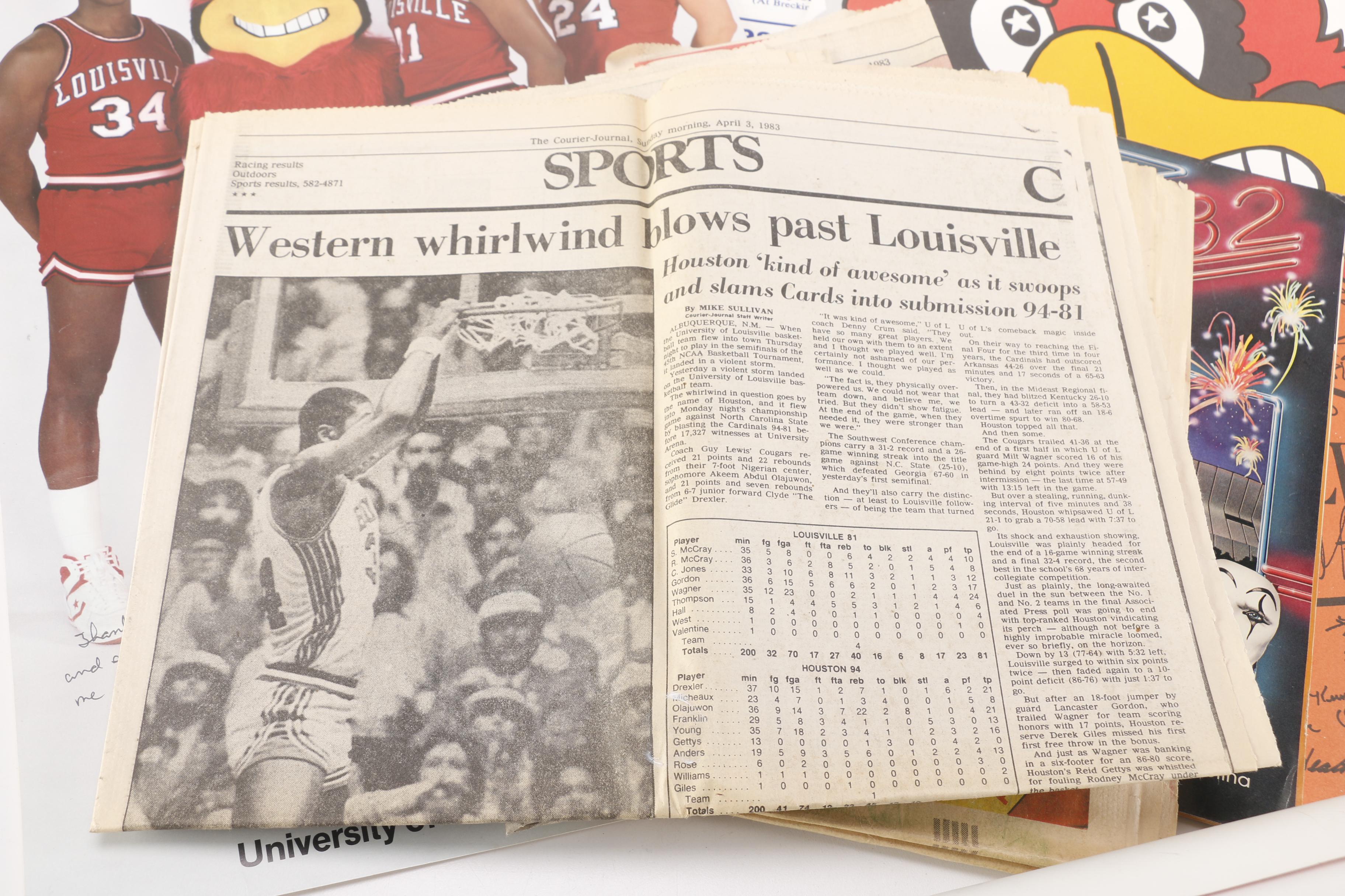 1980s University of Louisville Basketball Memorabilia and Ephemera