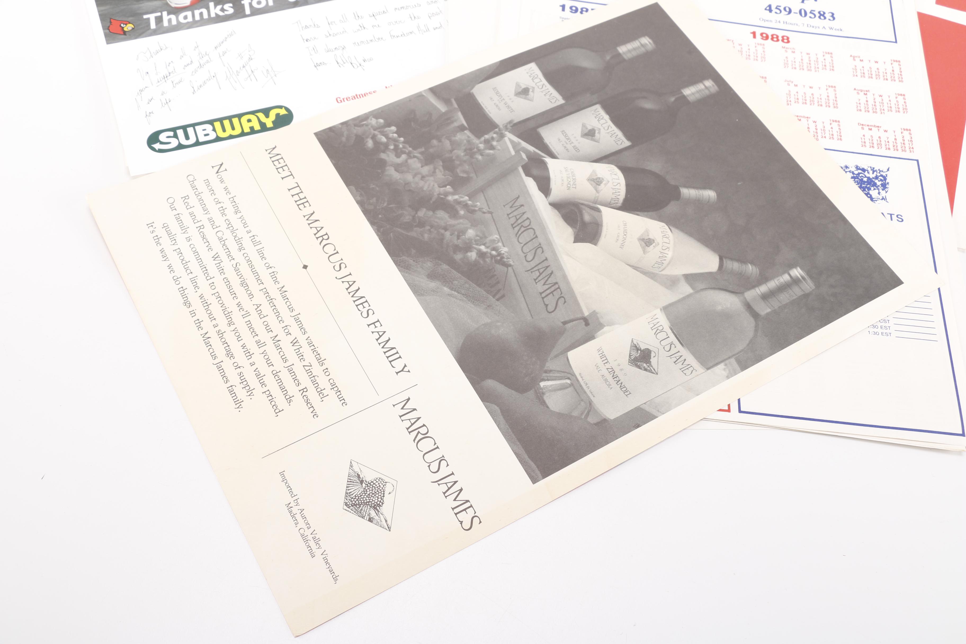 1980s University of Louisville Basketball Memorabilia and Ephemera