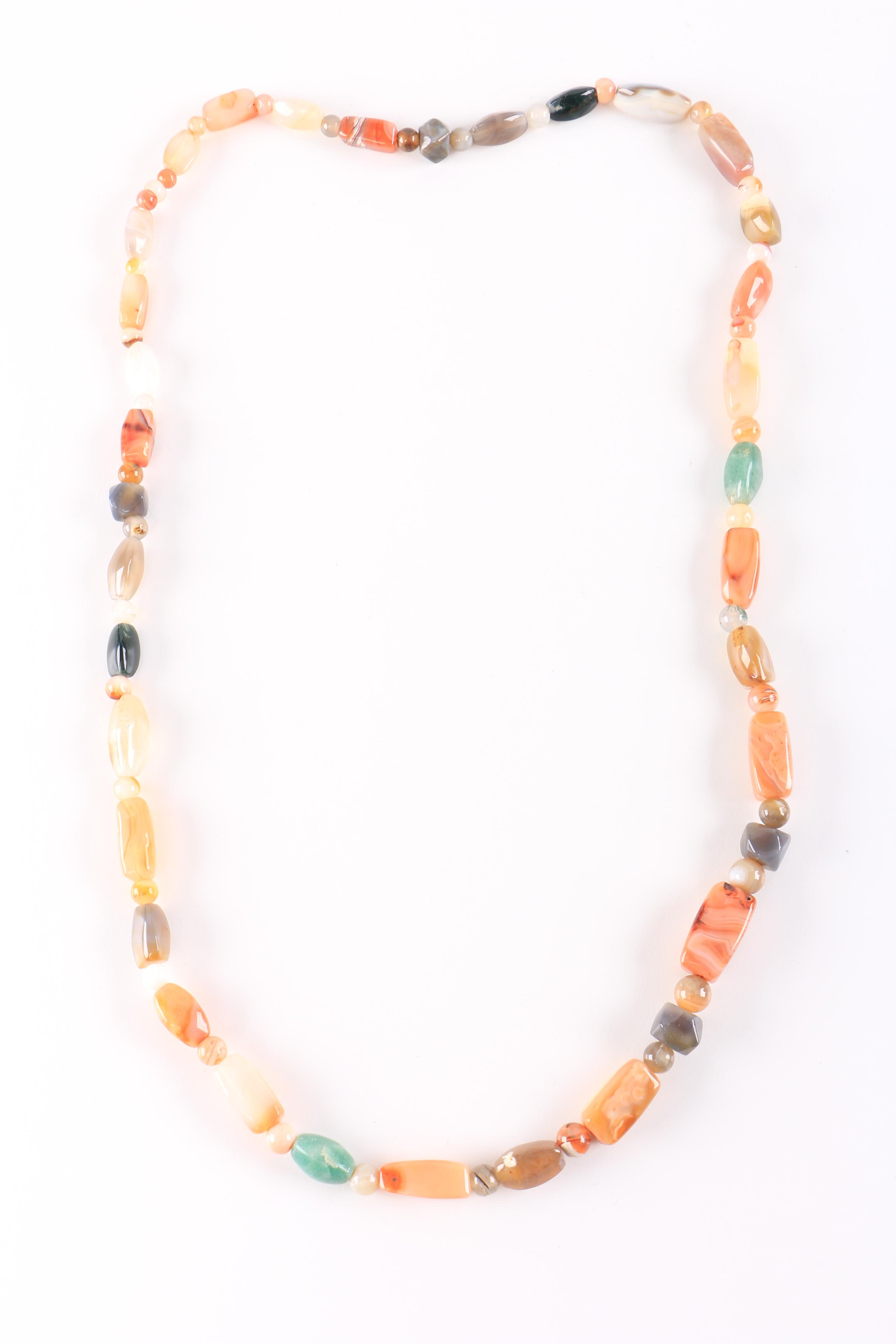 Beaded Stone Necklaces Including Sterling and Agate