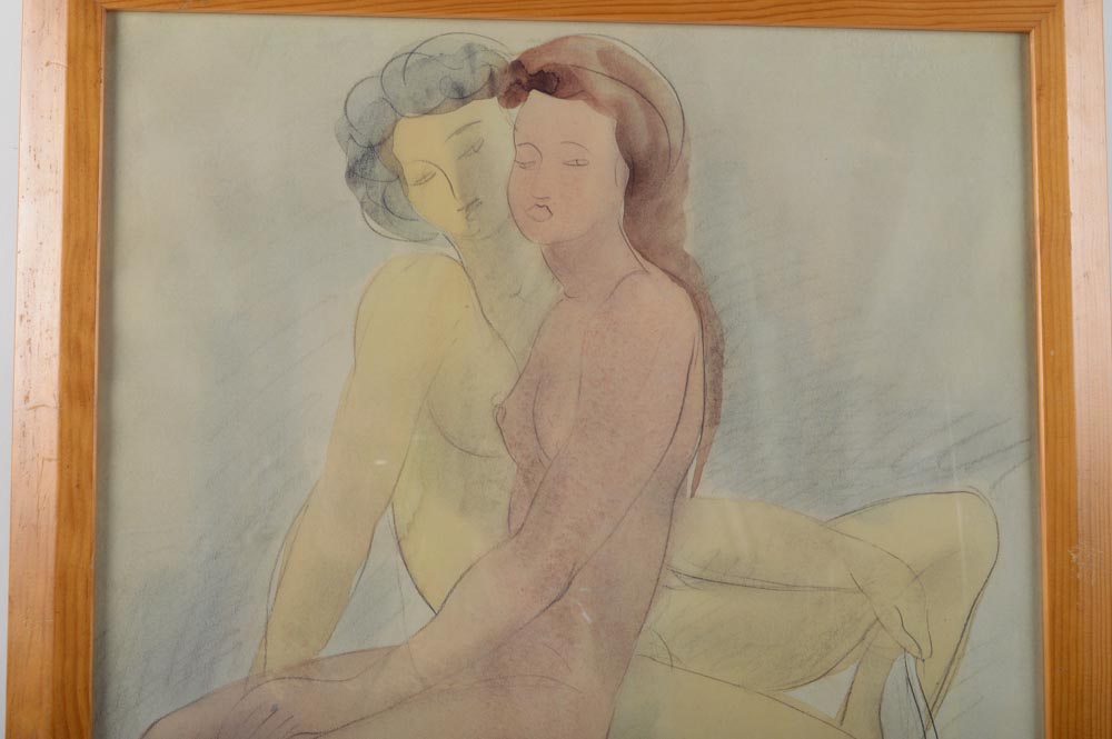 After Auguste Rodin Offset Lithograph "Two Seated Women"