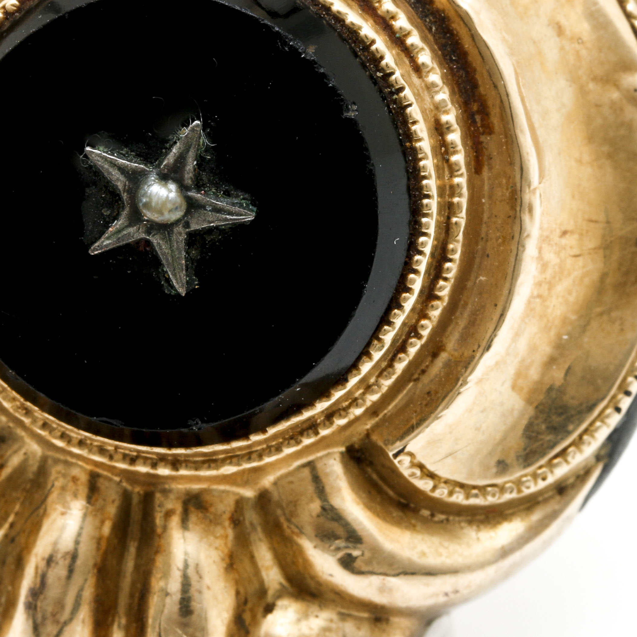 Gold Filled Onyx and Pearl Pendant