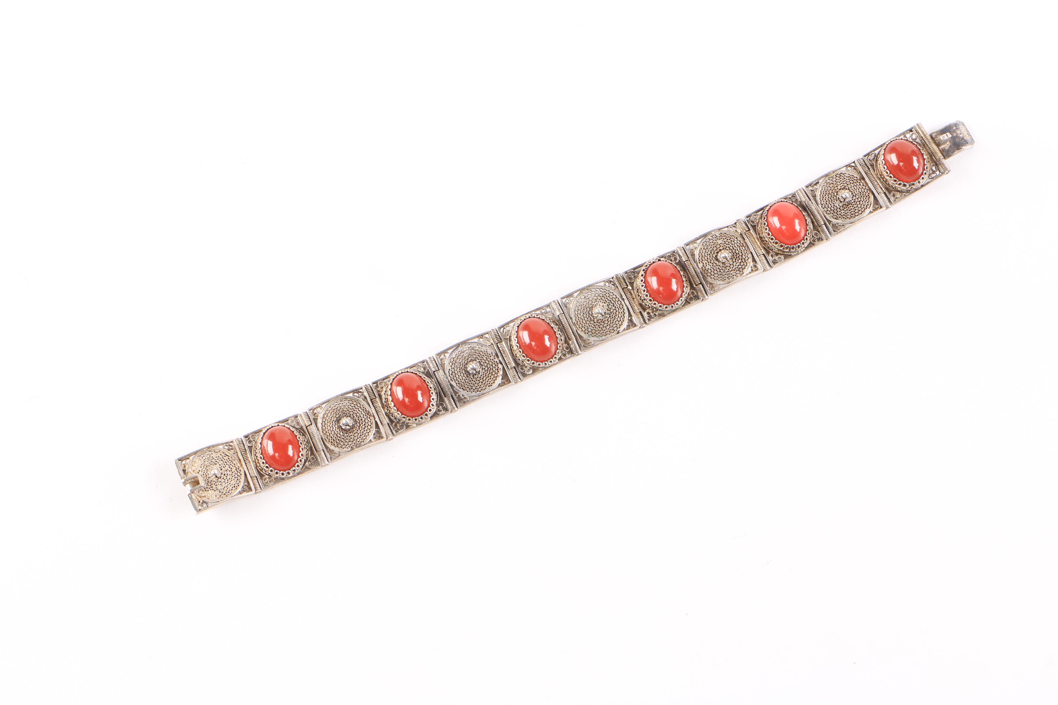 800 Silver Bracelet With Cabochons
